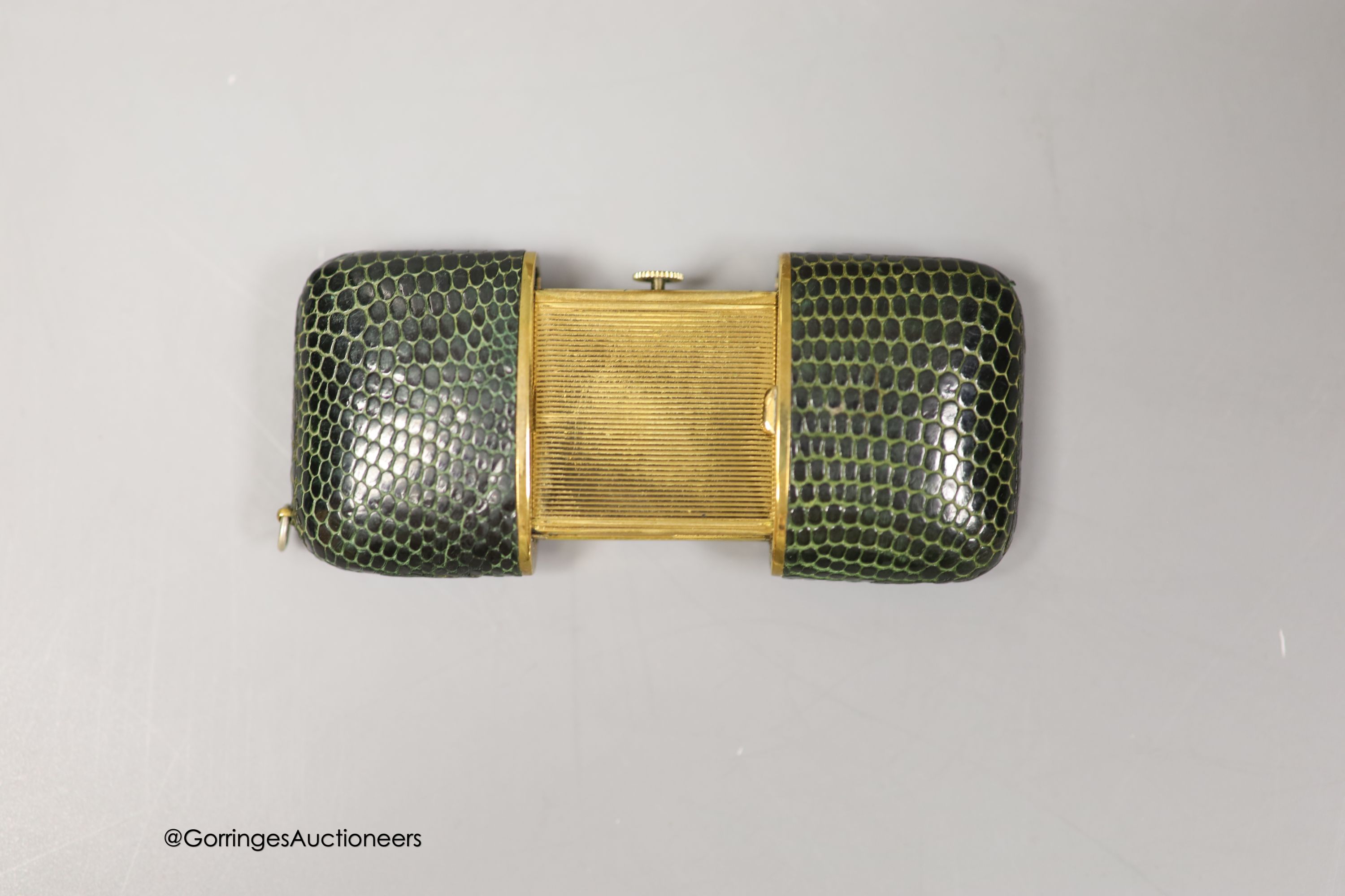 A German 935 white metal and enamel cigarette case, with interior inscription, 'In gratitude For Your Sincere Friendship, The Jewish Community, Luneberg, January, 1948', 87mm, together with a base metal cigar cutter and